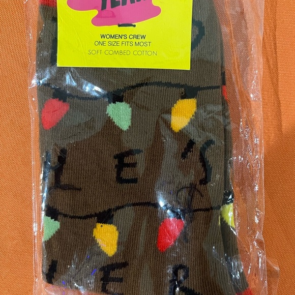 Stranger Things Women's Crew Socks - Brown with Multicolor Lights - Picture 2 of 6